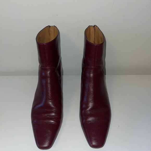 Madewell The Dimes Kitten-Heel Boot in Crinkle Leather - Deep Merlot (Burgundy) - Picture 3 of 11